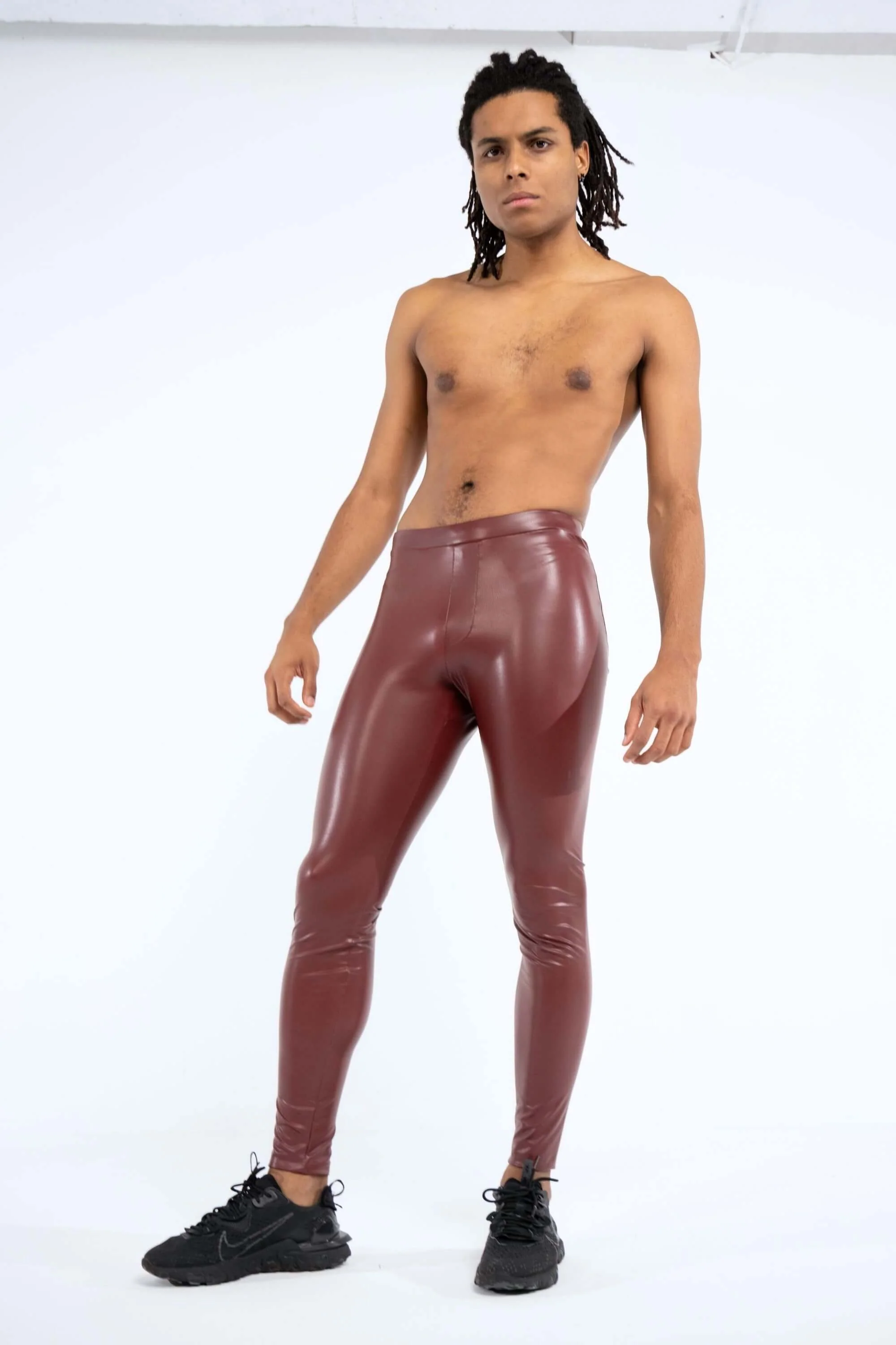Bordeaux Faux Leather Meggings - Image 3
